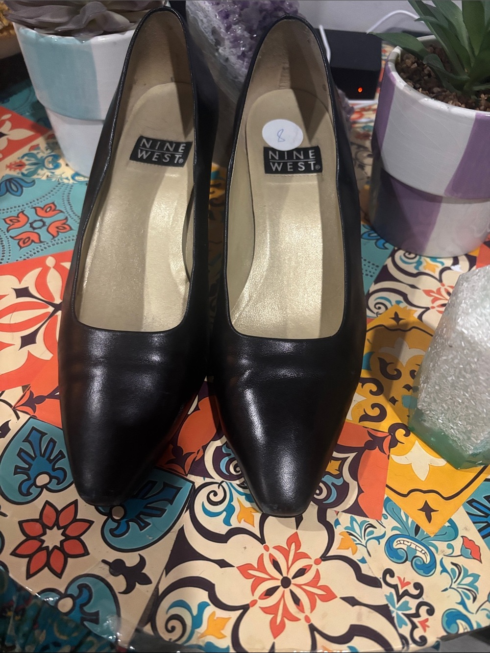 Nine West Black Pointed-Toe Leather Heels